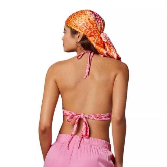 Adidas AOP Island Club Bralette Pink Floral Fabric Top Summer Deadstock NWT XS - Picture 8 of 10